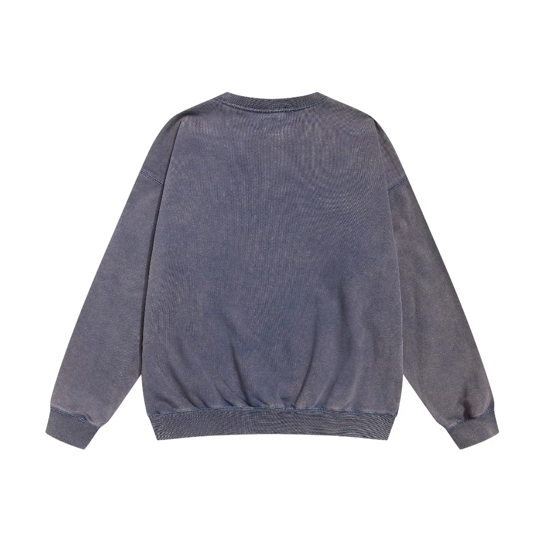 Saint Michael GHOST IN THE SHELL Retro Washed Distressed Thin Round Neck Sweatshirt Fabric: 390g terry Style Number: SM618 Size: S-M-L-XL Color: Washed Blue Price: P198